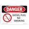 Signmission OSHA Danger Sign, Diesel Fuel No Smoking, 24in X 18in Rigid Plastic, 18" W, 24" L, Landscape OS-DS-P-1824-L-1123 - alternate 1
